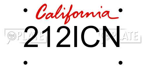 212ICN California License Plate