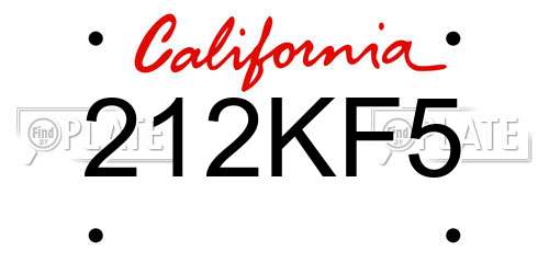 212KF5 California License Plate