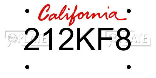 212KF8 California License Plate