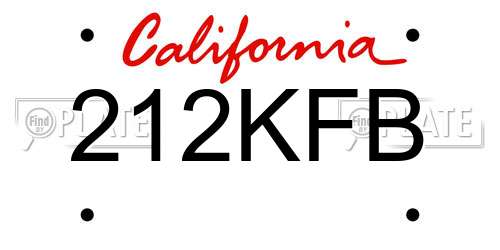 212KFB California License Plate