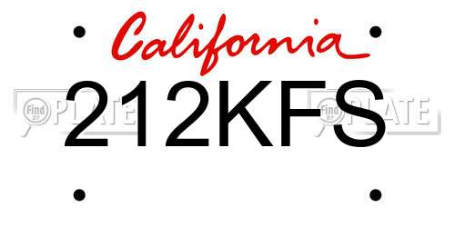 212KFS California License Plate