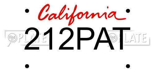 212PAT California License Plate