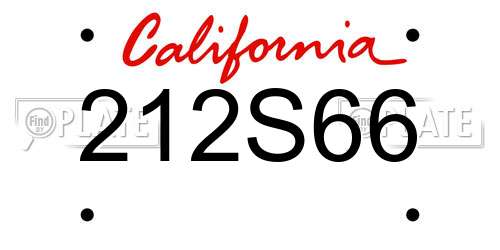 212S66 California License Plate