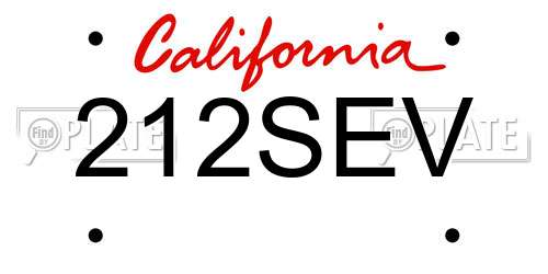 212SEV California License Plate