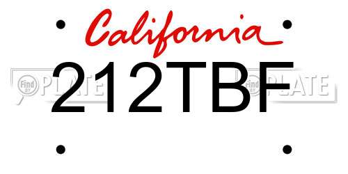 212TBF California License Plate