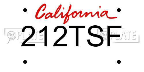 212TSF California License Plate