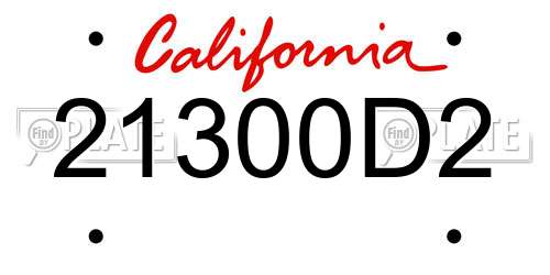 21300D2 California License Plate