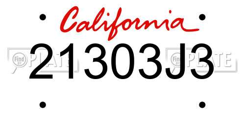 21303J3 California License Plate