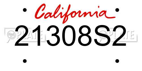21308S2 California License Plate
