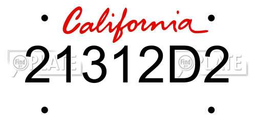 21312D2 California License Plate