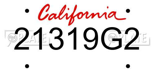 21319G2 California License Plate