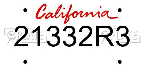 21332R3 California License Plate