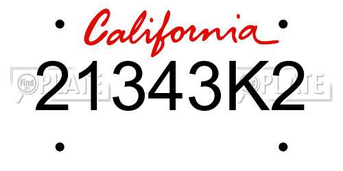 21343K2 California License Plate