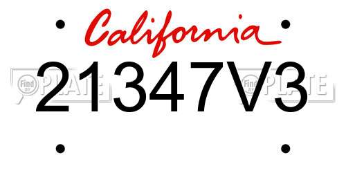 21347V3 California License Plate