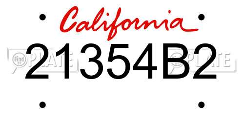 21354B2 California License Plate