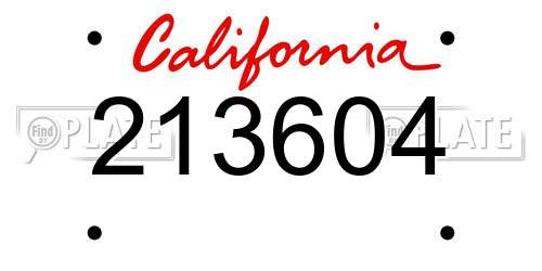 213604 California License Plate