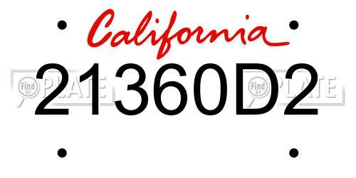 21360D2 California License Plate