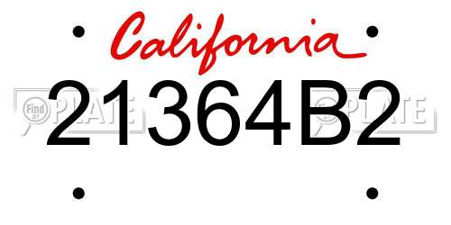 21364B2 California License Plate