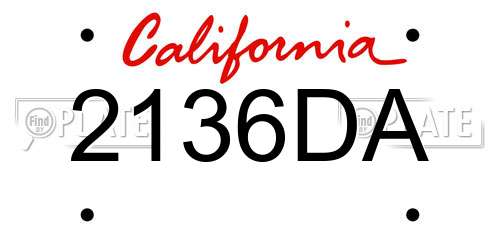 2136DA California License Plate