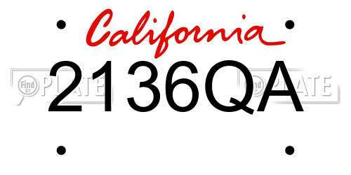 2136QA California License Plate