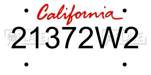 21372W2 California License Plate