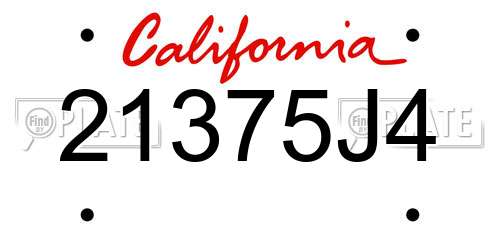 21375J4 California License Plate