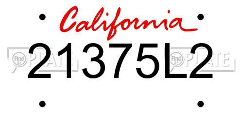 21375L2 California License Plate