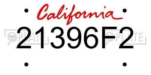 21396F2 California License Plate