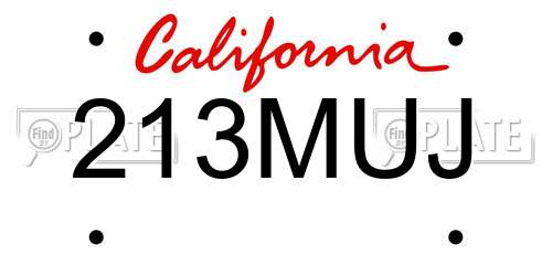 213MUJ California License Plate