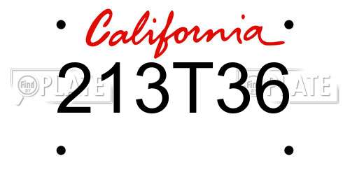213T36 California License Plate