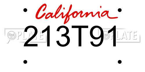 213T91 California License Plate