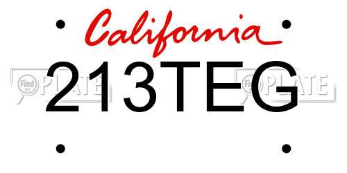 213TEG California License Plate