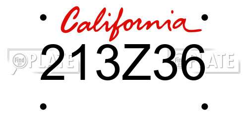 213Z36 California License Plate