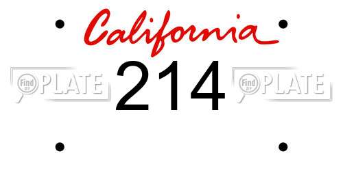 214 California License Plate