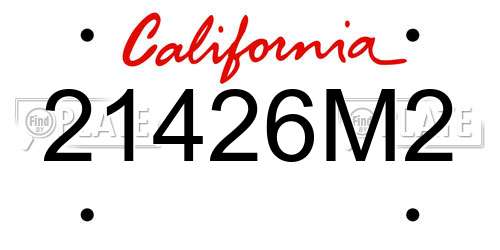21426M2 California License Plate