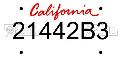 21442B3 California License Plate