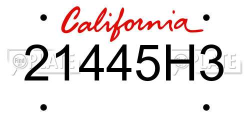 21445H3 California License Plate