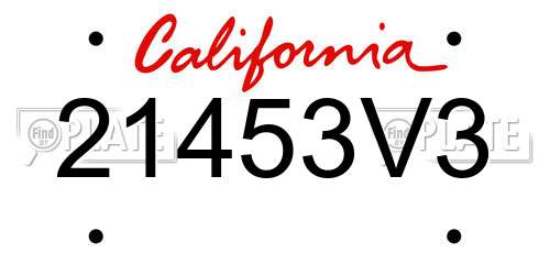 21453V3 California License Plate
