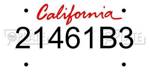 21461B3 California License Plate