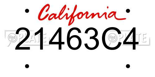 21463C4 California License Plate