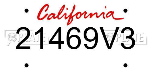 21469V3 California License Plate