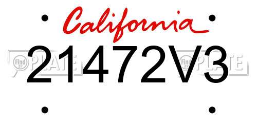 21472V3 California License Plate