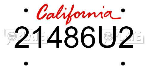 21486U2 California License Plate