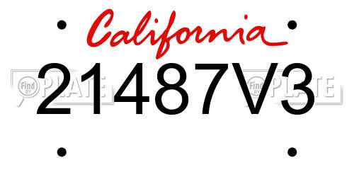 21487V3 California License Plate