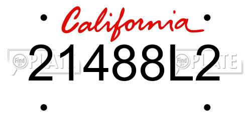 21488L2 California License Plate