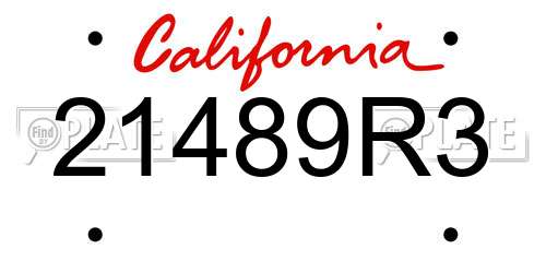 21489R3 California License Plate