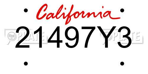 21497Y3 California License Plate