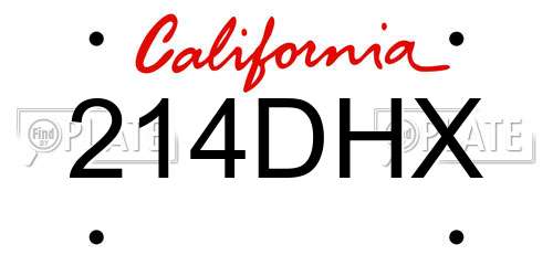 214DHX California License Plate