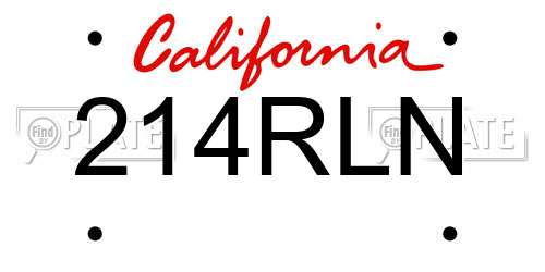 214RLN California License Plate