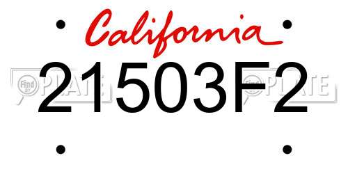 21503F2 California License Plate